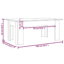 vidaXL Table basse Chêne marron 100x60x42 cm Bois d'ingénierie pas cher