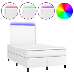 vidaXL Sommier à lattes de lit avec matelas et LED Blanc 120x200 cm