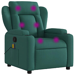 vidaXL Fauteuil de massage inclinable Vert foncé Tissu