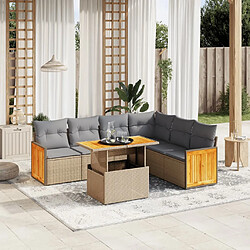 vidaXL Salon de jardin avec coussins 7 pcs beige résine tressée