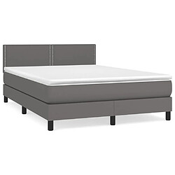 vidaXL Sommier à lattes de lit avec matelas Gris 140x190 cm Similicuir