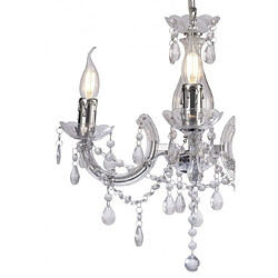 Luminaire Center Chandelier sans abats jours Floria Chrome poli 3 ampoules 53cm pas cher