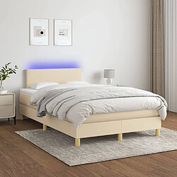 Sommier à lattes LED,Cadre à lattes de lit avec matelas pour Adulte Crème 120x200 cm Tissu -MN80735