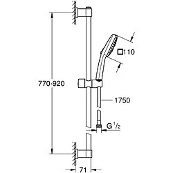 Avis Ensemble de douche avec pommeau 3 jets, barre 90cm et flexible - GROHE Vitalio Comfort 110 26932001 - Economie d'eau - Chromé