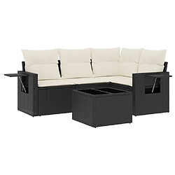 Maison Chic Ensemble de 5 Tables et chaises d'extérieur avec coussins,Salon de jardin noir résine tressée -GKD451206