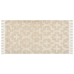 Beliani Tapis en coton 80 x 150 cm beige ITANAGAR