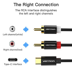 Acheter Câble Audio USB Type-C Vers Double RCA Mâle Vers Adaptateur Stéréo Auxiliaire Mâle 50CM