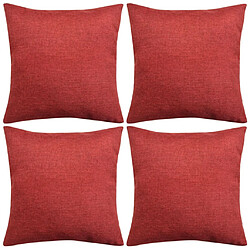 vidaXL Housses de coussin 4 pcs Aspect de lin Bordeaux 80x80 cm