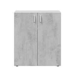 Dansmamaison Armoire basse 2 portes battantes Blanc/Béton - SIMINTI