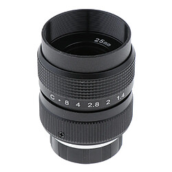 Mise au point manuelle de l'objectif télé 25 mm f / 1,4 pour caméra sans miroir à monture C, noir