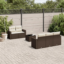 vidaXL Salon de jardin avec coussins 6 pcs marron résine tressée