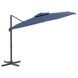 Helloshop26 Parasol meuble de jardin cantilever à double toit 400 x 300 cm bleu azuré 02_0008154