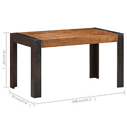 vidaXL Table à manger 140x70x76 cm Bois de manguier brut massif pas cher