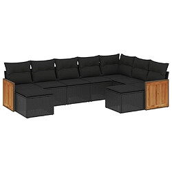 Maison Chic Salon de jardin 9 pcs avec coussins | Ensemble de Table et chaises | Mobilier d'Extérieur noir résine tressée -GKD65249