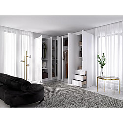 Acheter Vente-Unique Armoire d'angle 6 portes et 3 tiroirs - L213 cm - Blanc - LISTOWEL