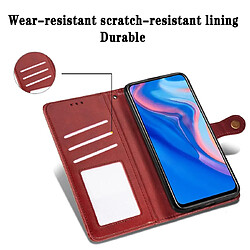 Avis Wewoo Housse Coque Étui en cuir de protection pour téléphone portable avec boucle de couleur unie rétro lanière et cadre photo et fente carte et portefeuille et fonction de support Huawei P Smart Z rouge