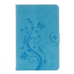 Wewoo Housse Étui bleu pour Samsung Galaxy Tab A 10.1 2016 / P580 Papillons Amour Fleurs Gaufrage Horizontal en cuir Flip avec support & Slots de cartes Portefeuille