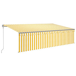 Maison Chic Store banne | Auvent rétractable de porte | Marquise Brise-soleil automatique avec store 5x3 m Jaune et blanc -GKD77343