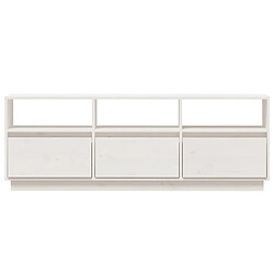 Acheter vidaXL Meuble TV Blanc 140x37x50 cm Bois de pin massif