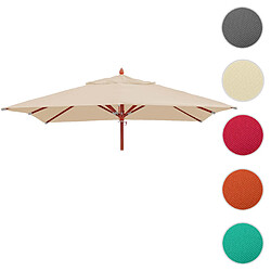 Mendler Toile pour la gastronomie parasol en bois HWC-C57, carré 3x3m polyester 3kg ~ crème