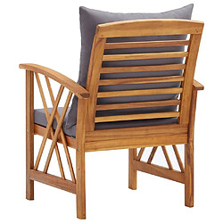 Maison Chic Lot de 2 Chaises de jardin,Fauteuil d'extérieur avec coussins Bois d'acacia massif -MN77803 pas cher