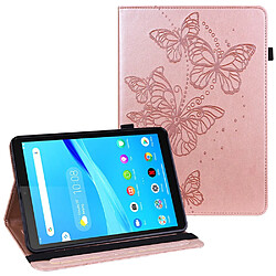 Etui en PU motif papillons antichute avec support or rose pour votre Lenovo Tab M8/M8 (2nd Gen) TB-8505/TB-8705/TB-8506