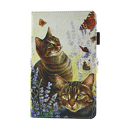 Wewoo Housse Étui pour Samsung Galaxy Tab A 8.0 / T380 & T385 en cuir à rabat cartes les chats et les papillons avec porte-cartes fentes