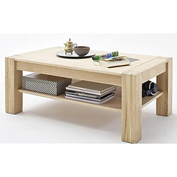 Pegane Table basse avec rangements en chêne massif bianco - L.115 x H.45 x P.70 cm