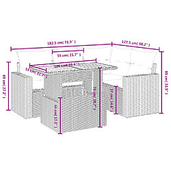 Avis vidaXL Salon de jardin 5 pcs avec coussins gris résine tressée