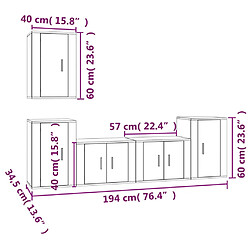 Acheter vidaXL Ensemble de meubles TV 5 pcs Blanc Bois d'ingénierie