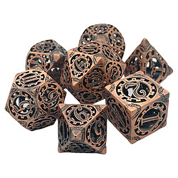 7pcs Métal Creux Jeu DND Dés Steampunk Roue Dentée Pour RPG MTG Cuivre Rouge pas cher