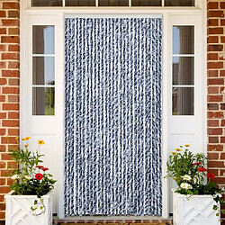 vidaXL Rideau anti-mouches bleu et blanc 100x200 cm chenille