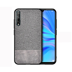 Wewoo Coque Pour Huawei Enjoy 10s Shockproof Splicing PU + Housse de protection en tissu gris