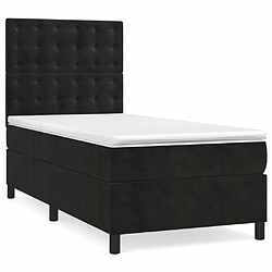 Maison Chic Lit adulte- Lit + matelas,Sommier à lattes de lit avec matelas Noir 90x190 cm Velours -GKD37142