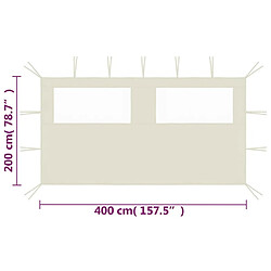 Acheter vidaXL Paroi latérale de belvédère avec fenêtres 4x2 m Crème