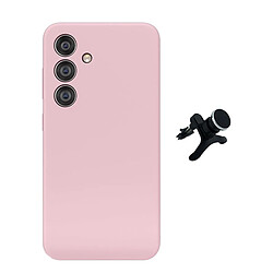 Kit Support Voiture Magnétique Renforcé + Housse Silicone Liquide Phonecare Pour Samsung Galaxy S24 FE - Rose