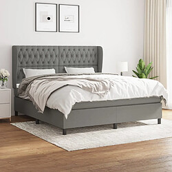 Maison Chic Lit Adulte - Lit simple Lit à sommier tapissier avec matelas moelleux - Meuble de Chambre - Gris foncé 180x200cm Tissu -MN38016