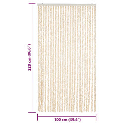 vidaXL Rideau anti-mouches beige et blanc 100x220 cm chenille pas cher