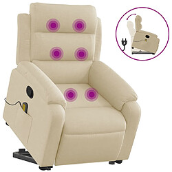 vidaXL Fauteuil inclinable de massage Crème Tissu