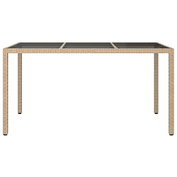 Avis Maison Chic Table de jardin | Table d'extérieur 150x90x75 cm Verre trempé/résine tressée Beige -GKD88869