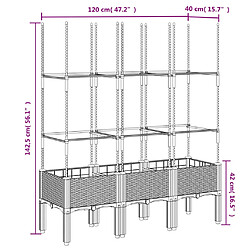 vidaXL Jardinière avec treillis blanc 120x40x142,5 cm PP pas cher