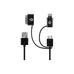 BIGBEN Pack charge 3 en 1 noir pour iPhone et téléphones micro USB