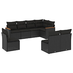 Maison Chic Ensemble Tables et chaises d'extérieur 8 pcs avec coussins,Salon de jardin noir résine tressée -GKD265497