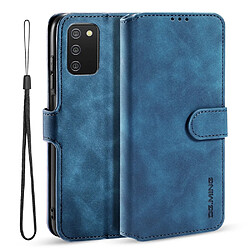 Dg.Ming Etui en PU + TPU style rétro avec sangle bleu pour votre Samsung Galaxy A03s