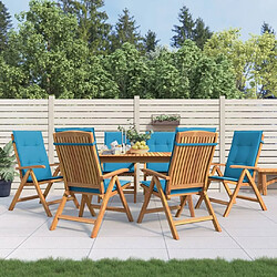 Maison Chic Lot de 6 Chaises de jardin inclinables,Fauteuil d'extérieur et coussins bois teck -MN76074