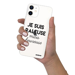 Coque iPhone 12 mini souple transparente Raleuse Mais Heureuse Motif Ecriture Tendance Evetane pas cher