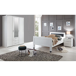 Pegane Chambre à coucher complète enfant (lit 90x200cm + chevet + armoire ) coloris blanc