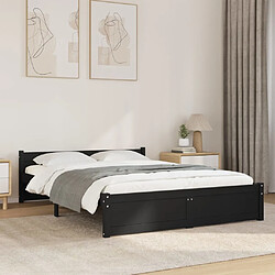 vidaXL Cadre de lit sans matelas noir bois massif 140x190 cm 