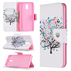 Etui en PU impression de motifs arbre fleuri pour votre Nokia 2.3