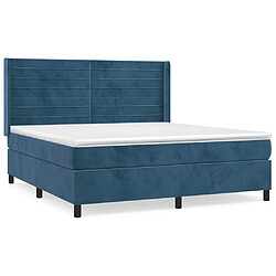 Maison Chic Lit Adulte - Lit simple Lit à sommier tapissier et matelas moelleux - Meuble de Chambre - Bleu foncé 160x200cm Velours -MN79996